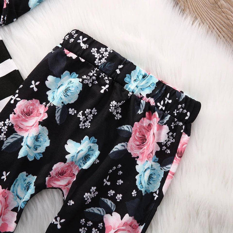 Baby Girls Hoodie Stripe Flower Sweatshirt Pants