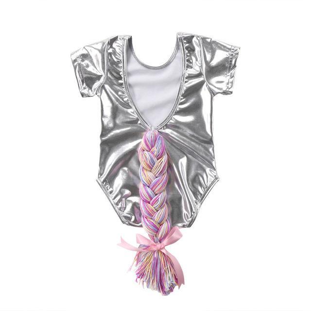 Baby Girls Horsetail Jumpsuit Costume Silver