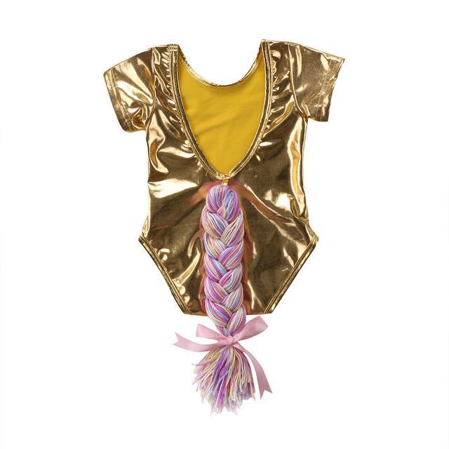 Baby Girls Horsetail Jumpsuit Costume Gold
