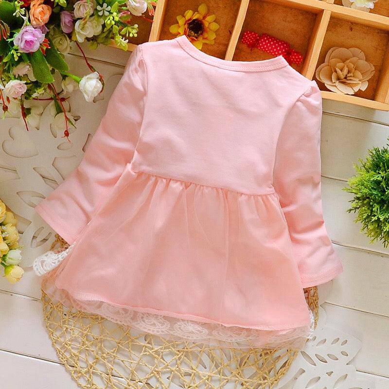 Baby Girls Long Sleeve Lace Bow Birthday Dress