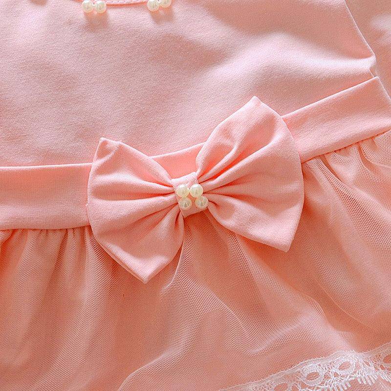 Baby Girls Long Sleeve Lace Bow Birthday Dress