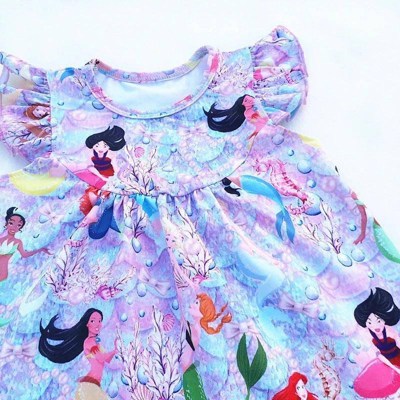 Baby Girls Mermaid Printed Milk Silk Dress