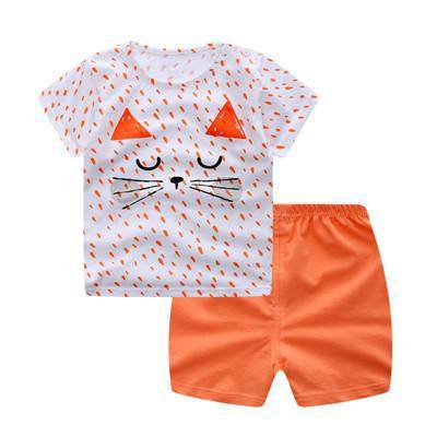 Baby Girls Rabbit T Shirt Pants Outfit Orange Black