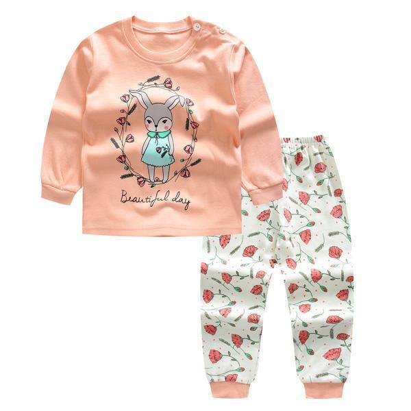 Baby Girls Rabbit T Shirt Pants Outfit Pink Light Green