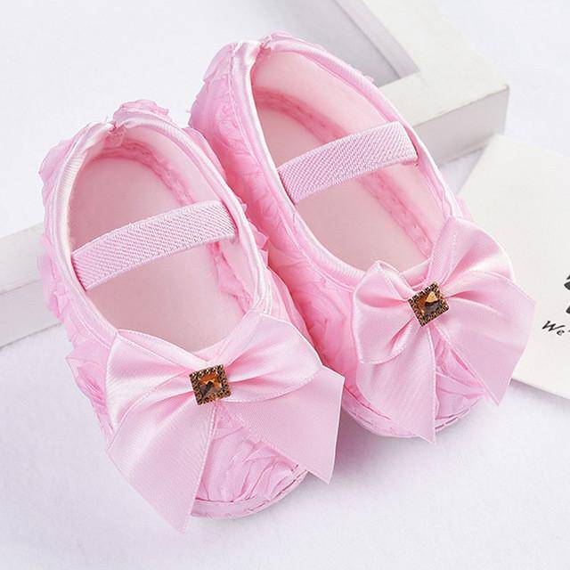 Baby Girls Ribbons Bowknot Shoes Pink