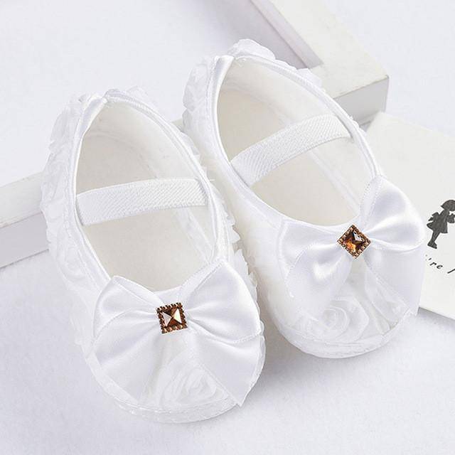 Baby Girls Ribbons Bowknot Shoes White