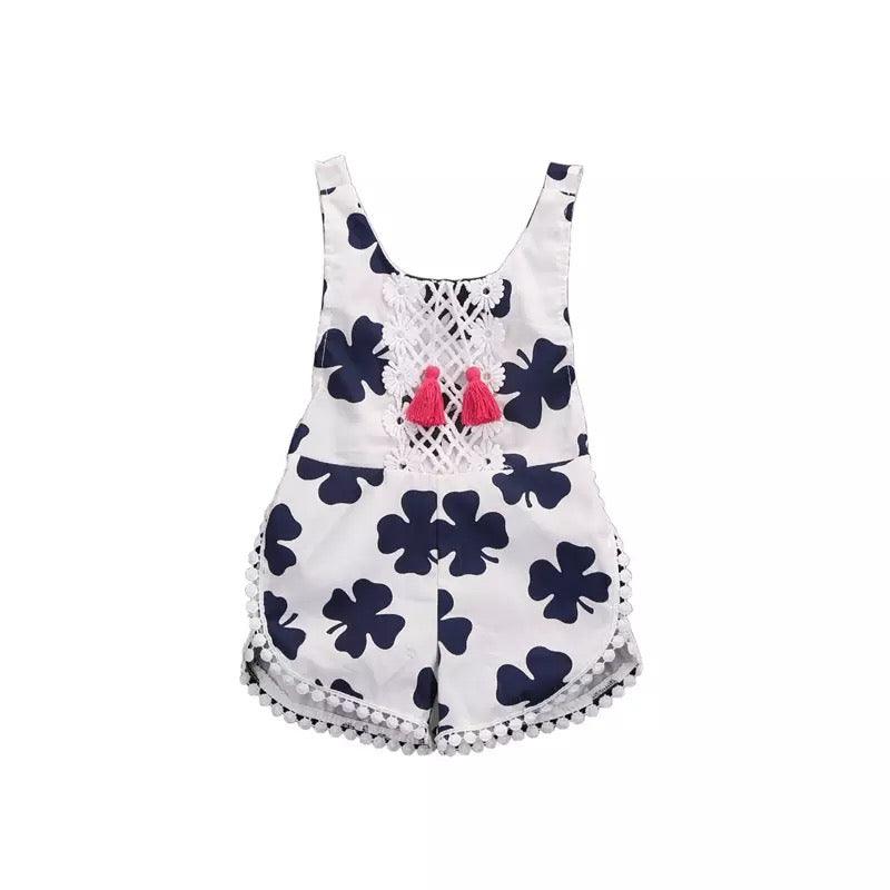 Baby Girls Romper Leaf Sleeveless Clothes Blue