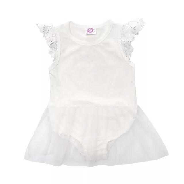 Baby Girls Romper Party Dress Tutu White