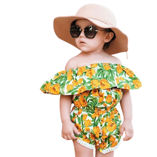 Baby Girls Romper Sleeveless Jumpsuit Yellow