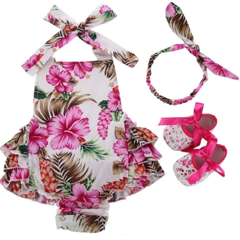 Baby Girls Sets Headband Shoe Romper Pink Red