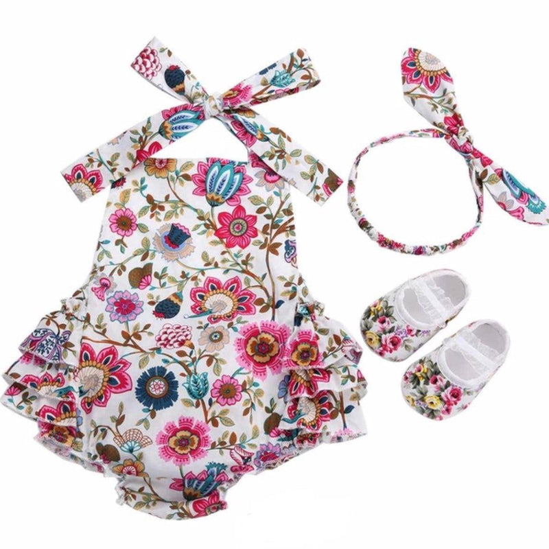 Baby Girls Sets Headband Shoe Romper Pink Blue