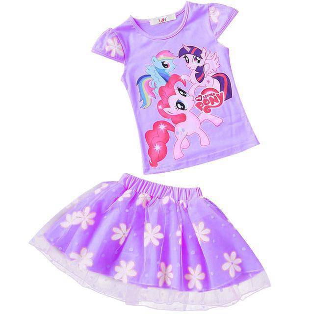 Baby Girls Trolls T Shirt Skirt Outfit Purple 1