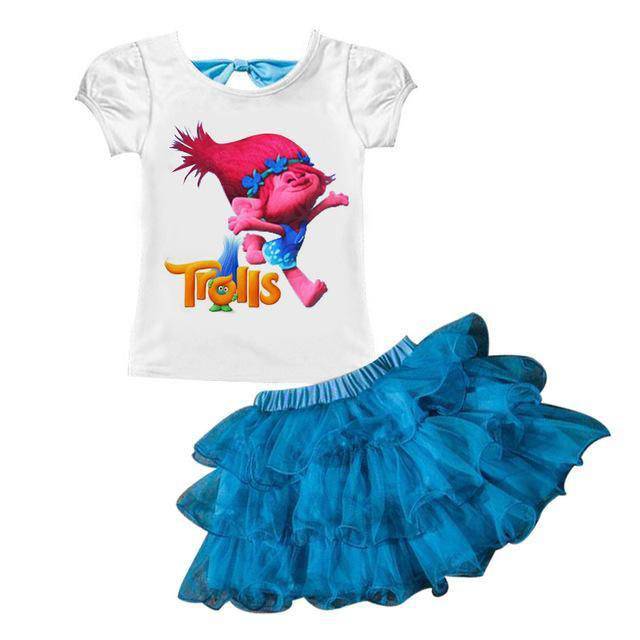 Baby Girls Trolls T Shirt Skirt Outfit Blue 1