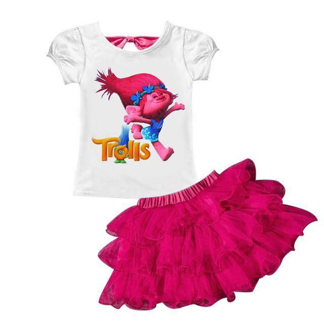 Baby Girls Trolls T Shirt Skirt Outfit Red 1