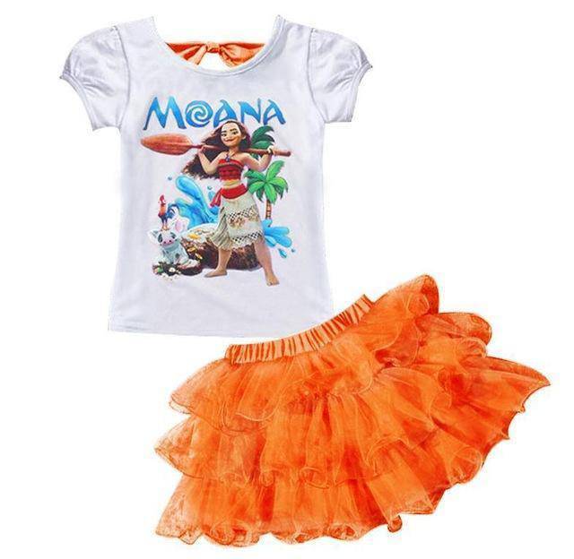 Baby Girls Trolls T Shirt Skirt Outfit Orange