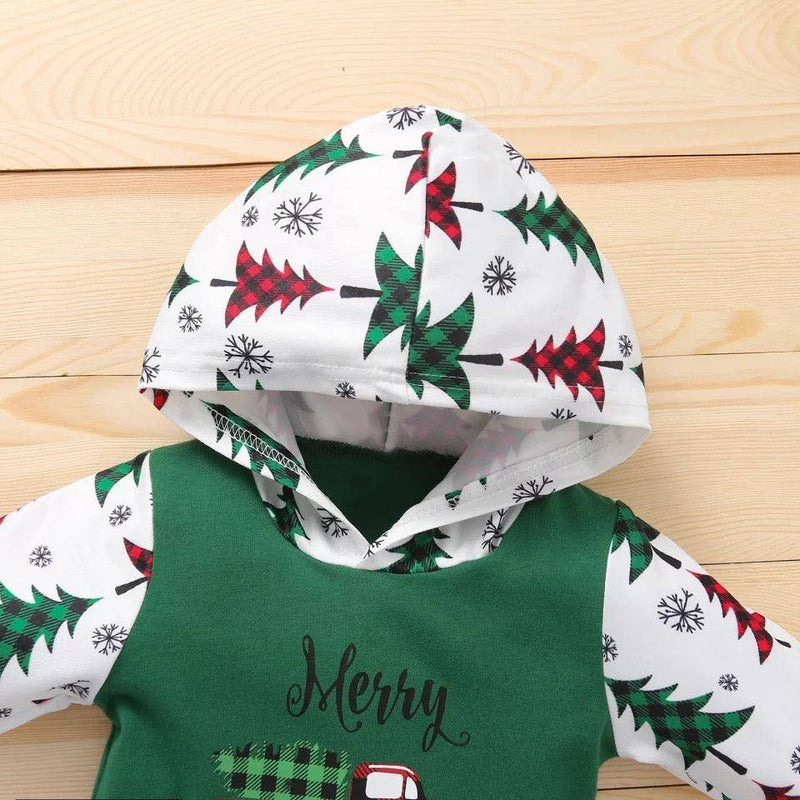 Baby Long Sleeve Christmas Romper Jumpsuit Green