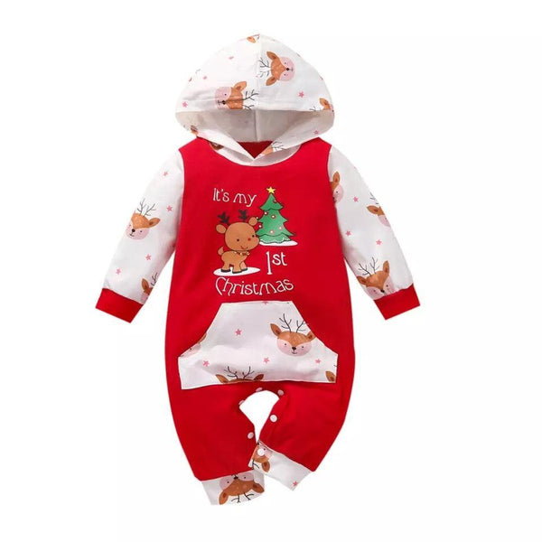 Baby Long Sleeve Christmas Romper Jumpsuit Red