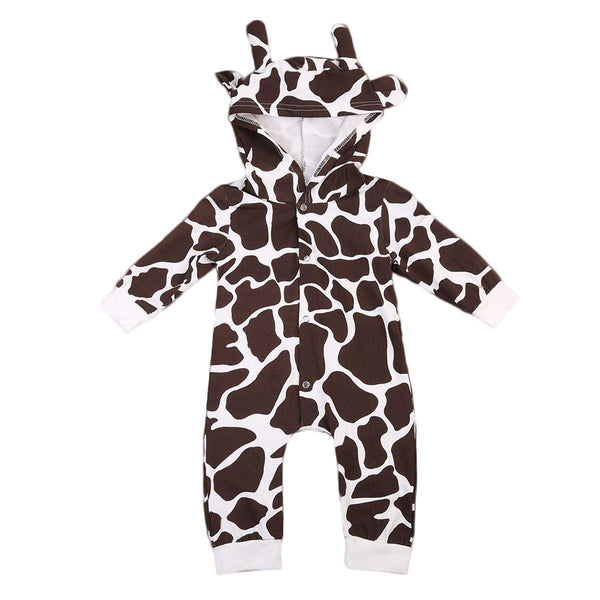 Baby Milk Cow Hooded Romper Costume Brown