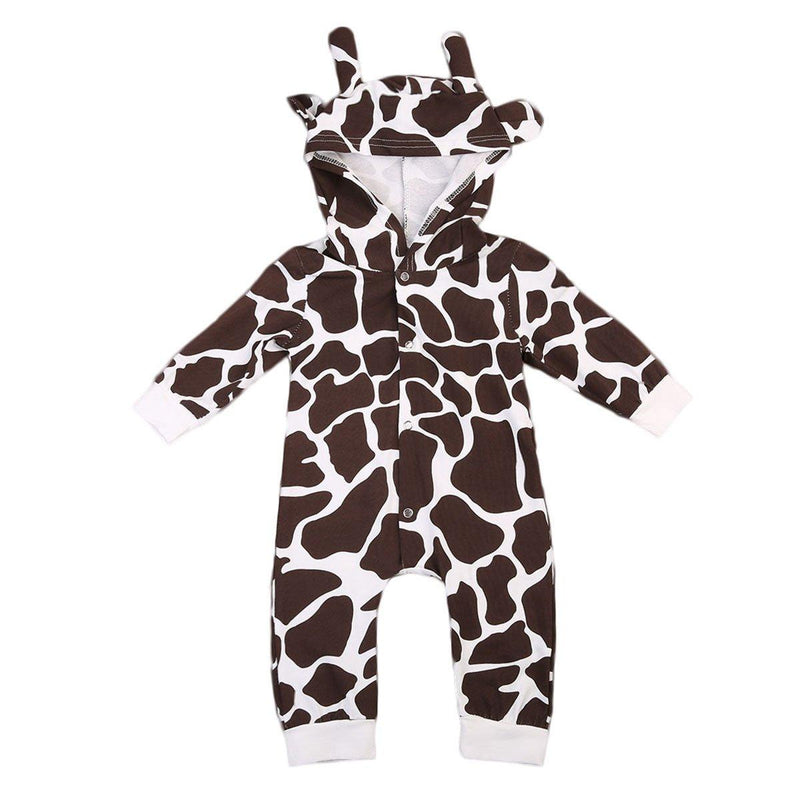 Baby Milk Cow Hooded Romper Costume Brown