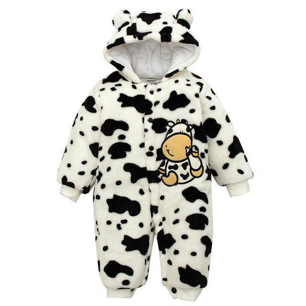 Baby Rompers Cute Cow Hooded Jumpsuit Black