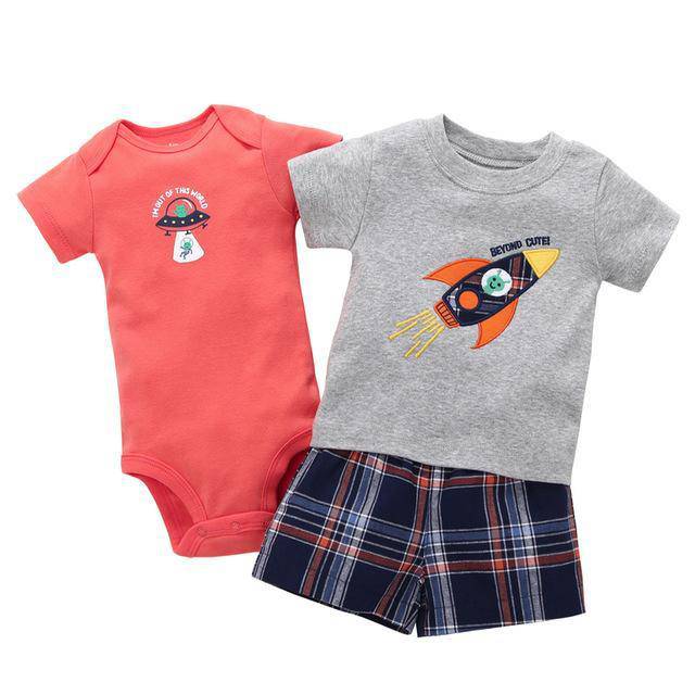 Baby Sets T Shirt Short Romper Outfit Grey