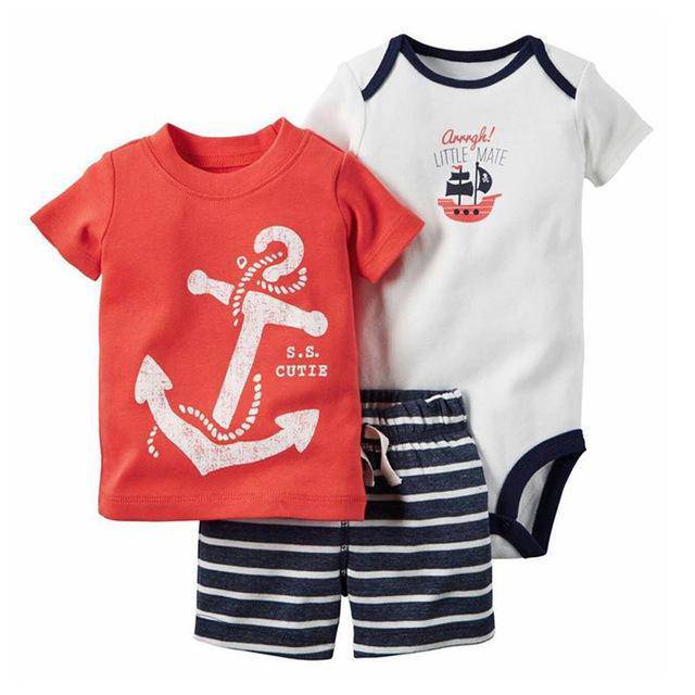 Baby Sets T Shirt Short Romper Outfit Red