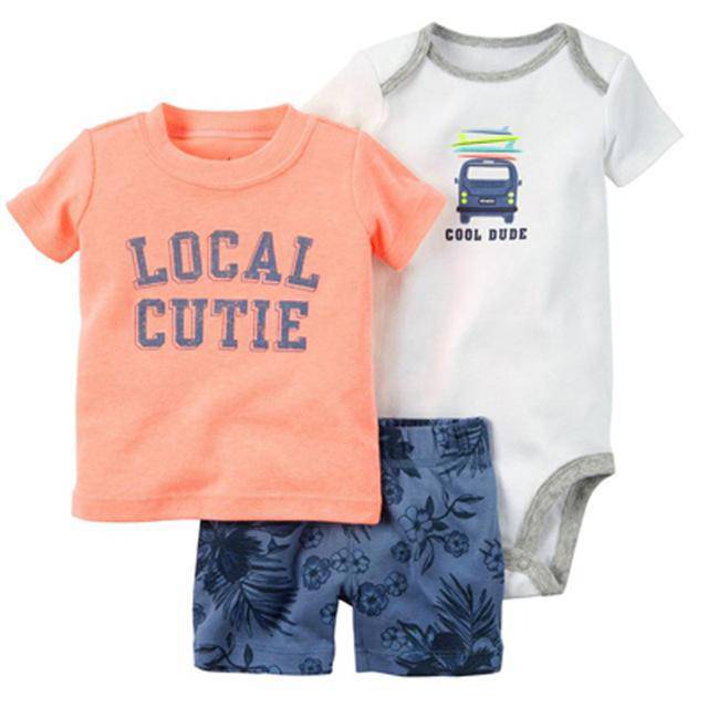 Baby Sets T Shirt Short Romper Outfit White Pink
