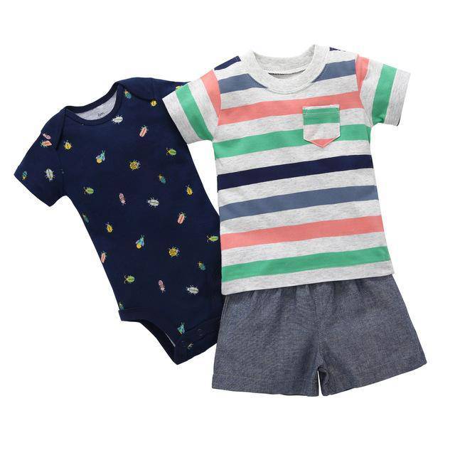 Baby Sets T Shirt Short Romper Outfit Pink Green