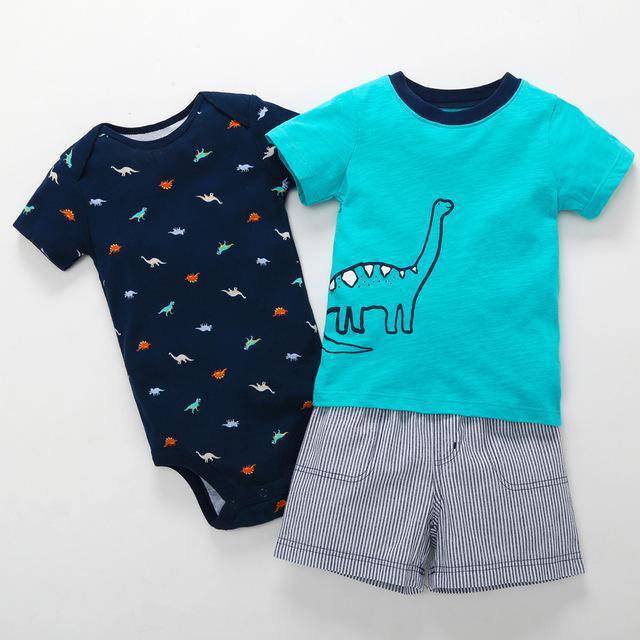 Baby Sets T Shirt Short Romper Outfit Blue Grey