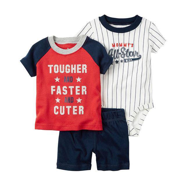 Baby Sets T Shirt Short Romper Outfit Red White