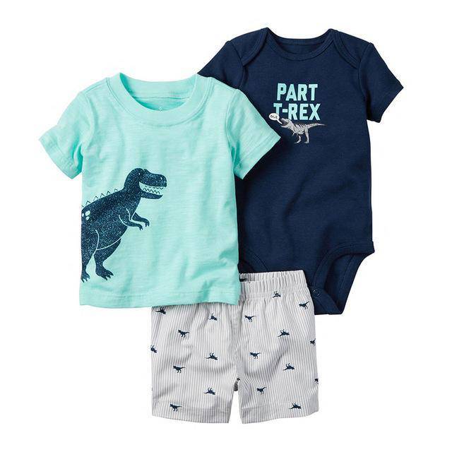 Baby Sets T Shirt Short Romper Outfit Light Blue
