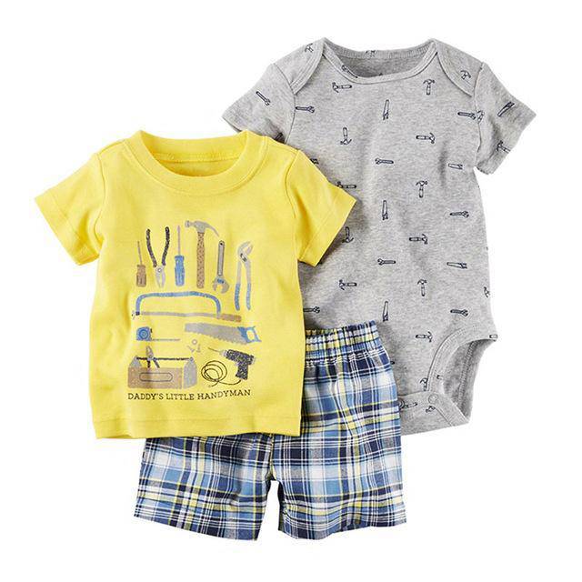 Baby Sets T Shirt Short Romper Outfit Yellow