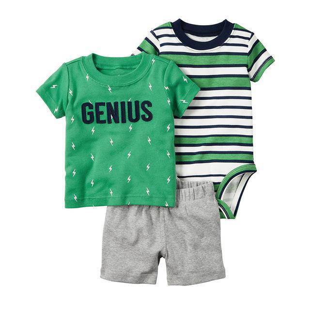 Baby Sets T Shirt Short Romper Outfit Green Grey