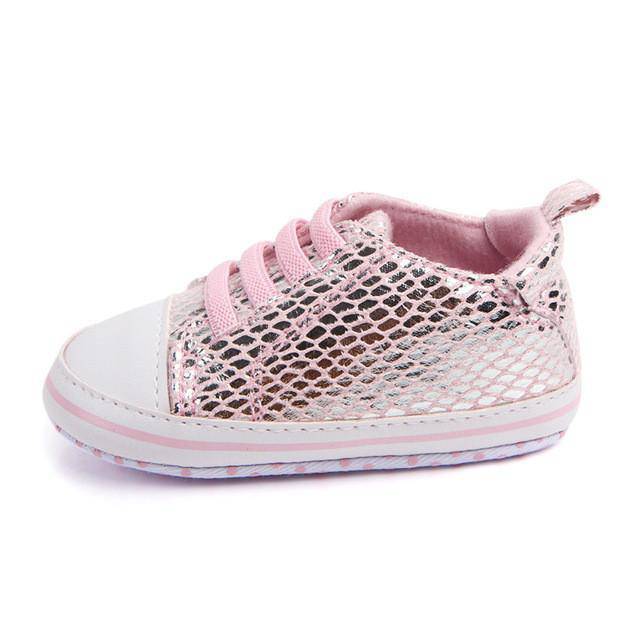 Baby Soft Bottom Sole Bling Mesh Shoes Pink