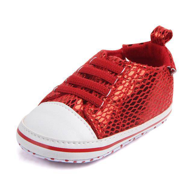 Baby Soft Bottom Sole Bling Mesh Shoes Red