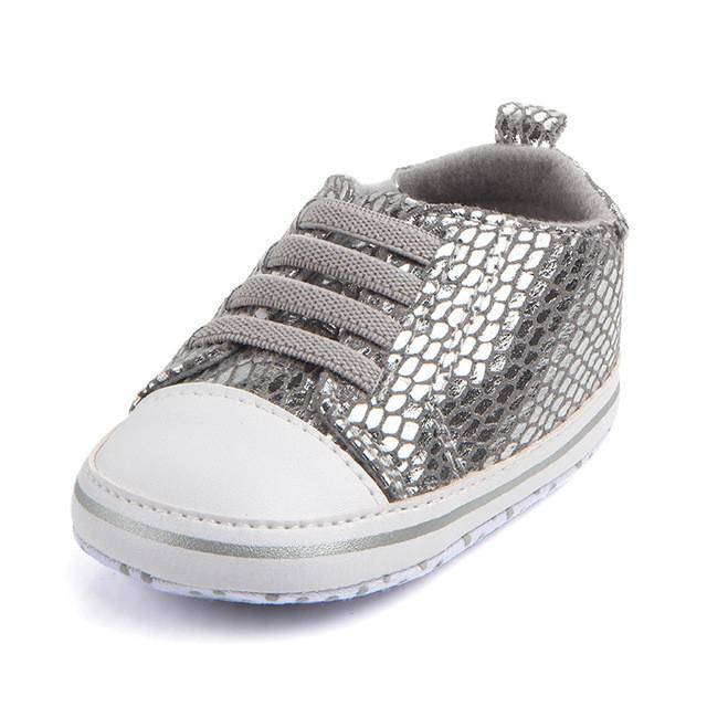 Baby Soft Bottom Sole Bling Mesh Shoes Silver