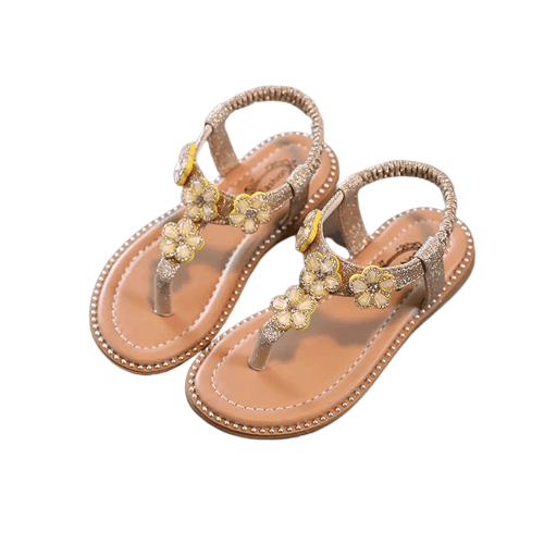 Baby Toddler Girls Summer Beach Floral Crystal Sandals Shoes Gold