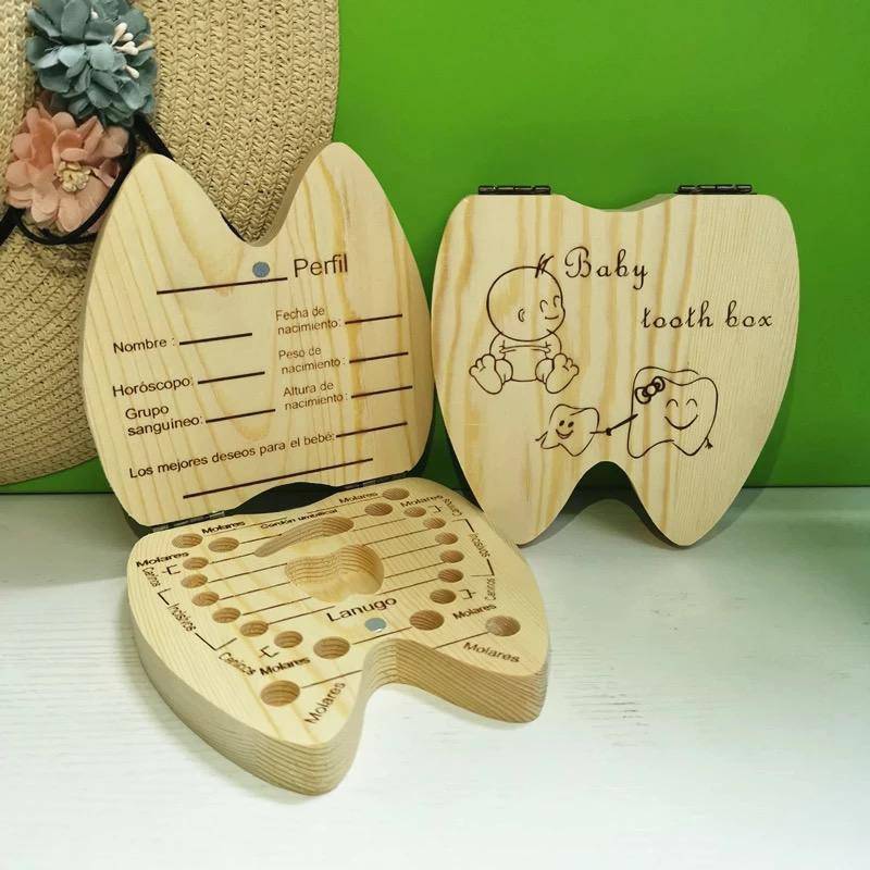Baby Tooth Wooden Box Milk Teeth Storage