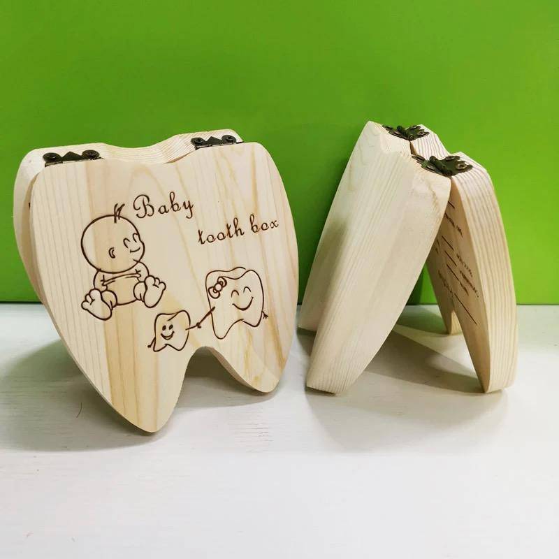 Baby Tooth Wooden Box Milk Teeth Storage
