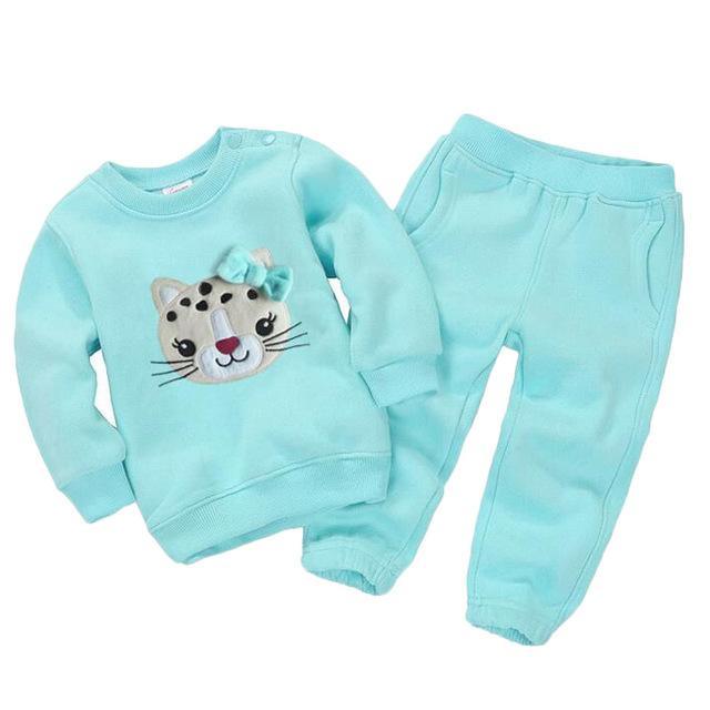 Baby Unisex Animals Sweatshirts Pants Outfit Blue