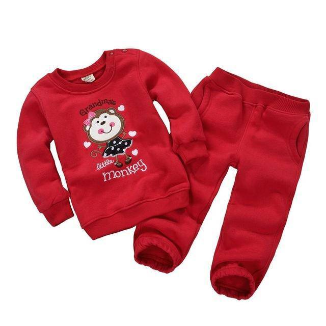Baby Unisex Animals Sweatshirts Pants Outfit Maroon Red