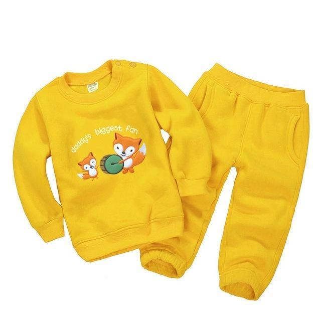 Baby Unisex Animals Sweatshirts Pants Outfit Yellow