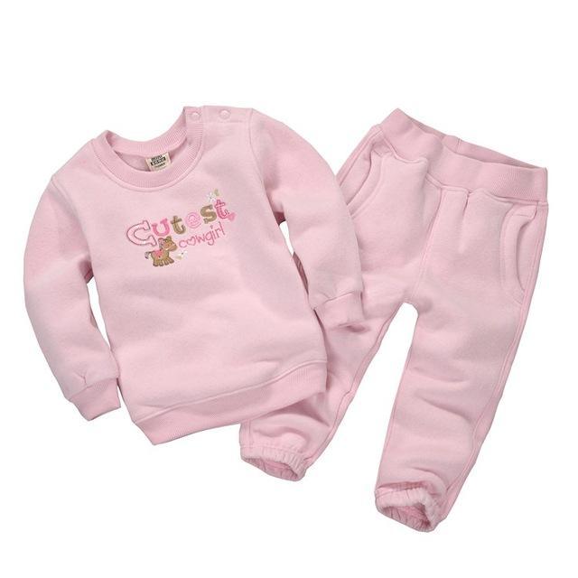 Baby Unisex Animals Sweatshirts Pants Outfit Light Pink