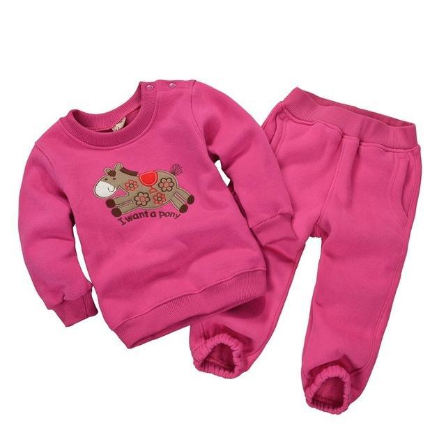 Baby Unisex Animals Sweatshirts Pants Outfit Pink