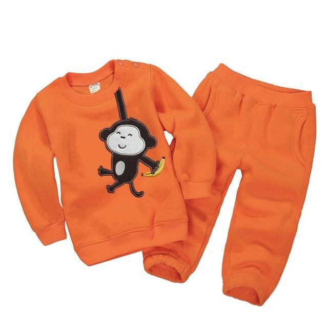 Baby Unisex Animals Sweatshirts Pants Outfit Orange