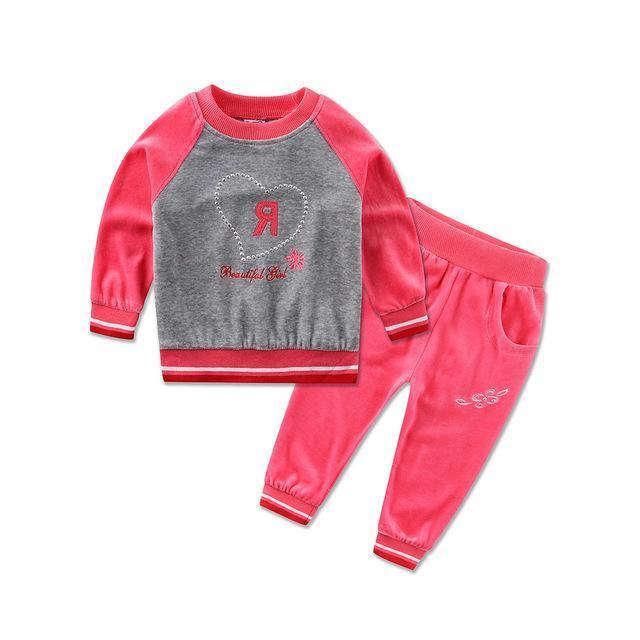 Baby Unisex Blouse Velvet Sport Suit Pants Red