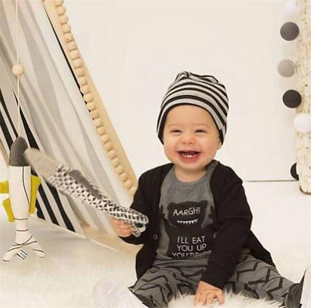 Baby Unisex Boys Girls T Shirt Pants Outfit Clothes Gray