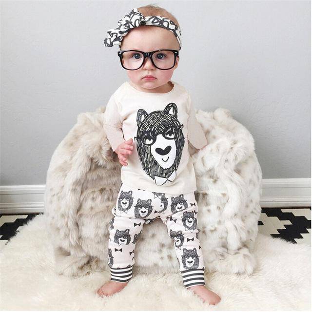 Baby Unisex Boys Girls T Shirt Pants Outfit Clothes White