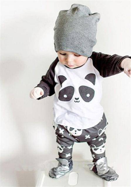 Baby Unisex Boys Girls T Shirt Pants Outfit Clothes White Grey