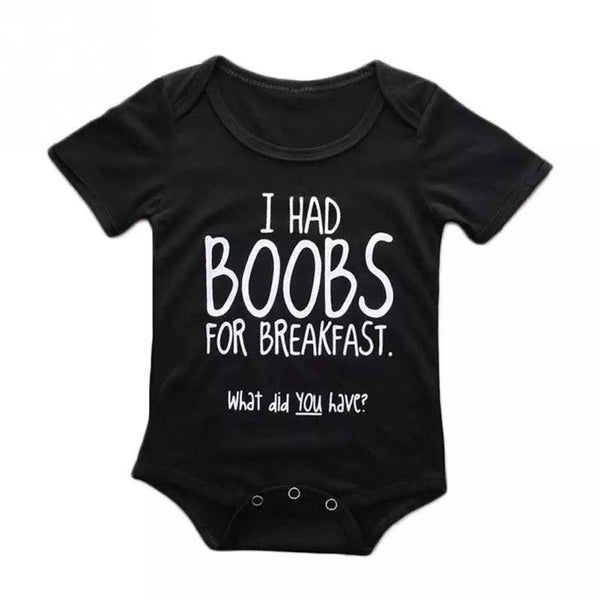 Baby Unisex I Had Boobs For Breakfast Jumpsuit Black